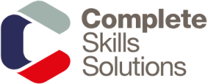 Computer Skills Solution, grey, red & blue logo